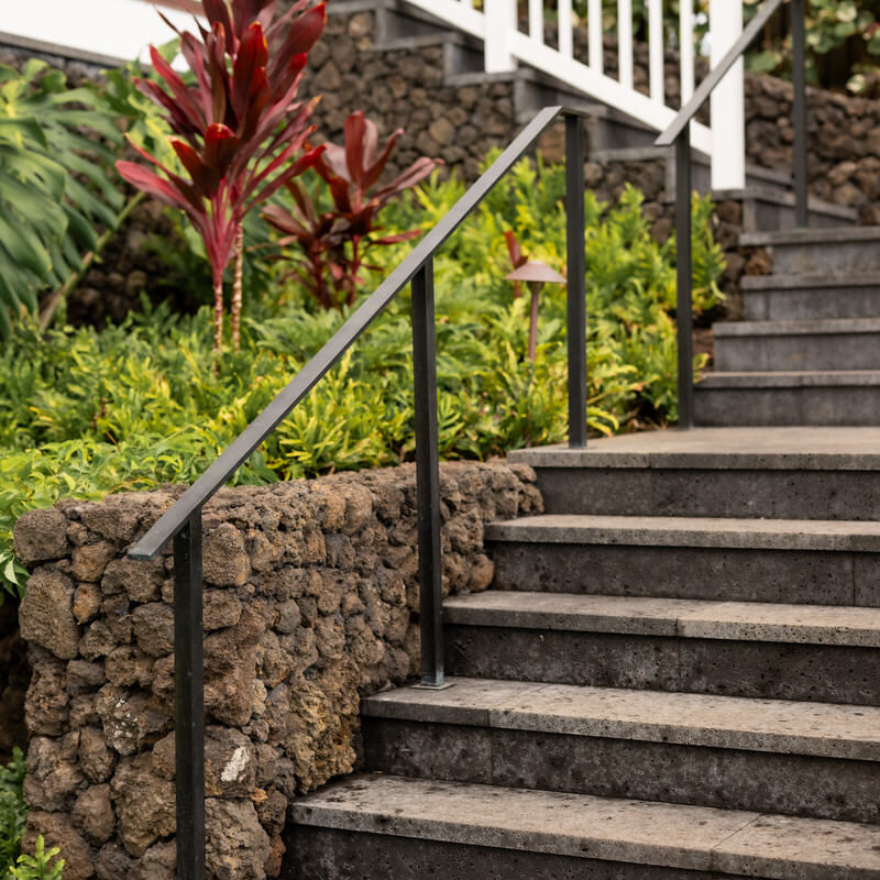 Outdoor stone staircase with railing
